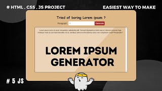 Lorem Ipsum Generator Tutorial with JavaScript  JavaScript Project  lorem [upl. by Nylcaj]