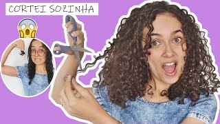 COMO CORTO MEU CABELO CACHEADO SOZINHA  CORTE RETO [upl. by Aicella113]