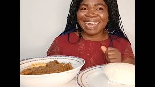 Mukbang Asmr delicious Banga soup with POUNDED YAMNigeria foodCHALLENG without drinking water [upl. by Olcott]