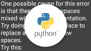 IndentationError unindent does not match any outer indentation level [upl. by Alehtse]