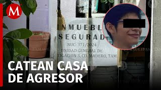 La FGJ de Tamaulipas cateó y aseguró la vivienda de Christian de Jesús agresor de la joven Melanie [upl. by Eseilenna]