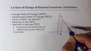 Instantaneous and Average Rate of Change of Rational Function [upl. by Valera828]