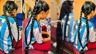 Twin Oily Braid Hairstyle Long Hair Boy Beautiful Heavily Oily Twin braidsJashan Long Hair Boy [upl. by Shanan]