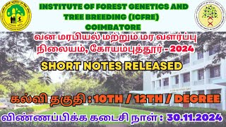 ICFRE Short Notes Released 2024  Institute of Forest Genetics and Tree Breeding  Coimbatore [upl. by Gati]