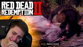 ALANZOKA CHORA NA CENA MAIS TRISTE DE RED DEAD REDEMPTION 2  YOUTUBERS REAGEM [upl. by Navak]