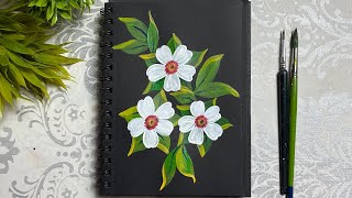 Flowers Painting On Black Canvas  Acrylic Painting For Beginners [upl. by Wivinah]