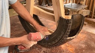 Unique Woodworking Recycling Project  A Perfect Product From Pallets And Old Tires [upl. by Pauletta]