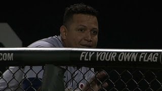 Miggy reacts to dodging foul ball in dugout [upl. by Marian677]