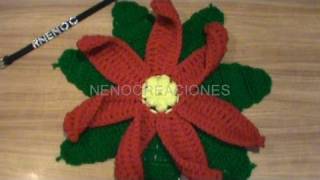 1 DE 2 COMO TEJER BASE HOJAS FLOR NOCHEBUENA CARPETA GANCHILLO CROCHET [upl. by Attaynek131]