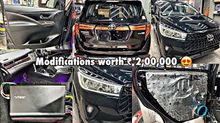 2021 black innova crysta modified  PPF in black innova crysta  lexus style grill for crysta [upl. by Pomona]