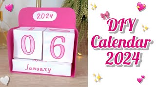 DIY Calendar 2024  How To Make Cute Desk Calendar For New Year  DIY  Paper Table Calendar [upl. by Koh]