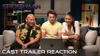 Tom Holland Zendaya and Jacob Batalon React to the SpiderMan No Way Home Trailer [upl. by Omsoc]