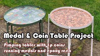 Making a penny table and running medal table with epoxy resin [upl. by Adnole289]