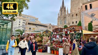 🎄 Barcelona Christmas Walk 2023  🎅🏽Central Barcelona Christmas Market 4K HDR [upl. by Nreval]