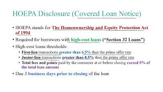 NMLS Exam  HOEPA Disclosure Covered Loan Notice [upl. by Luba]