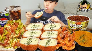 ASMR MUKBANG 직접 만든 양념 치킨먹방 돈까스 짜파게티 레시피 amp 먹방 FRIED CHICKEN AND BLACK BEAN NOODLES EATING SOUND [upl. by Ellerud289]