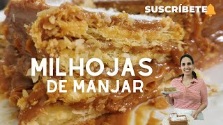 ¡MIL HOJAS DE MANJAR Hojaldre paso a paso rápido fácil y delicioso  Sandra Jarufe  Pastelería [upl. by Nallad]