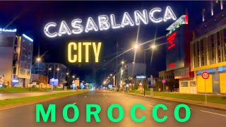 A tour of the streets of Casablanca at night Downtown Morocco 🇲🇦  vidéo music person walking [upl. by Aniakudo502]