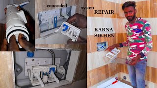 bathroom flush tank concealed systen repair tutorial [upl. by Felizio]