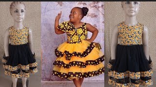 How to cut and sew two steps Ankara ball gown for kids detailed beginners friendly oma ballgowns [upl. by Odrude]