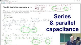 Calculation of the total capacitance of series and parallel connection of capacitors w derivation [upl. by Ahtnams55]