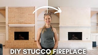 DIY Brick Fireplace Makeover  Extreme Home Makeover Part 6  DIY Stucco Fireplace [upl. by Azitram]