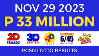 Lotto Result November 29 2023 9pm Complete Details [upl. by Nnitsuj264]