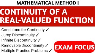 CONTINUITY OF A REAL VALUED FUNCTION [upl. by Eolcin]