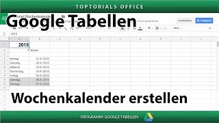 Dynamischen Wochenkalender erstellen Google Tabellen [upl. by Aikas]