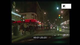 1995 Drive Along Shaftesbury Avenue London at Night HD from 35mm  Kinolibrary [upl. by Adlesirc]