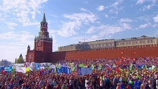 Crimea annexation celebrated at Red Square marches [upl. by Keil]