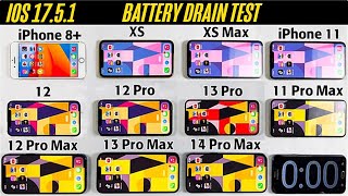 IOS 1751 iPhone Battery Life Test in 2024 8XSXS Max111212 Pro13 Pro11 PM12 PM13 PM 14 PM [upl. by Oiramat190]