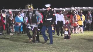 US Marine War Dancing at Iowa Tribe of Oklahoma Powwow 2014 [upl. by Aiksas]