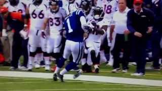 Colts punter Pat Mcafee hits Broncos returner Trindon Holliday hard [upl. by Goer]