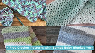 4 Bernat Blanket Yarn Crochet Patterns Super Chunky Yarn How to Easy Patterns [upl. by Cox]