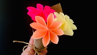 Origami flower  Bouquet  Sticky note origami Origami with sticky notes Origami easy DIY Crafts [upl. by Schiff139]