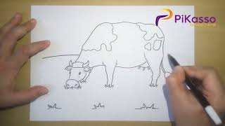 How to Draw a Cow Eating Grass in The Farm [upl. by Oriel]