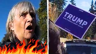 Woke Karen Charged with HATE CRIME After This Scuffle with Trump Supporters [upl. by Corder]