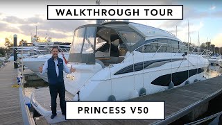 Princess V50  £725K Walkthrough Tour  Luxurious and Spacious one of the finest sports cruisers [upl. by De]