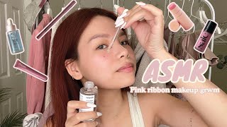 ASMR no talking grwm pink ribbon makeup 🎀🍬 makeup sounds for your relaxation [upl. by Petra330]