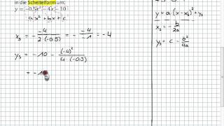 Allgemeine Form  Umformen in Scheitelform Formel 9I3  10II1 [upl. by Eelegna106]