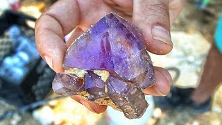 Finding Amethyst Crystals While Digging at Jacksons Crossroads Amethyst Mine [upl. by Yslehc]