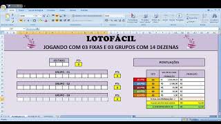 LOTOFÁCIL  Jogando com 03 fixas e 03 grupos com 14dz 😉😎88 [upl. by Sandro525]