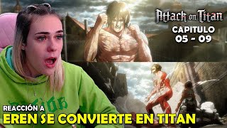 EREN SE CONVIERTE EN TITAN  REACCIÓN A ATTACK ON TITAN POR PRIMERA VEZ  05  09 [upl. by Ahsekahs547]