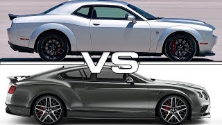 2019 Dodge Challenger SRT Hellcat Redeye vs 2018 Bentley Continental Supersport [upl. by Clava905]