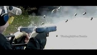 Dual full auto Glocks in super slow motion 600 framessec [upl. by Gnauq]