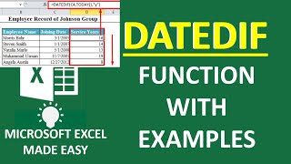 EASY Excel DATEDIF Function With Examples  How to Use The DATEDIF Function [upl. by Yssirk]