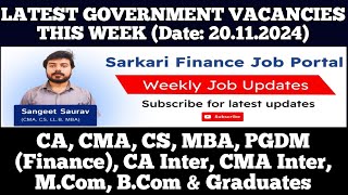 Latest Govt PSU Jobs Update 201124  CA CMA CS MBA CA Inter CMA Inter MCom BCom Graduate [upl. by Mera]