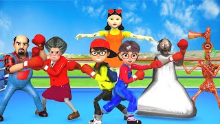 Scary Teacher 3D vs Squid Game Boxing Championship vs Honeycomb Candy 6 Times Challenge Miss T Win [upl. by Tatianas]