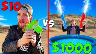 WORLDS STRONGEST SQUIRT GUN 10 vs 1000 Super Soakers Battle Royale Budget Challenge [upl. by Gwendolin]